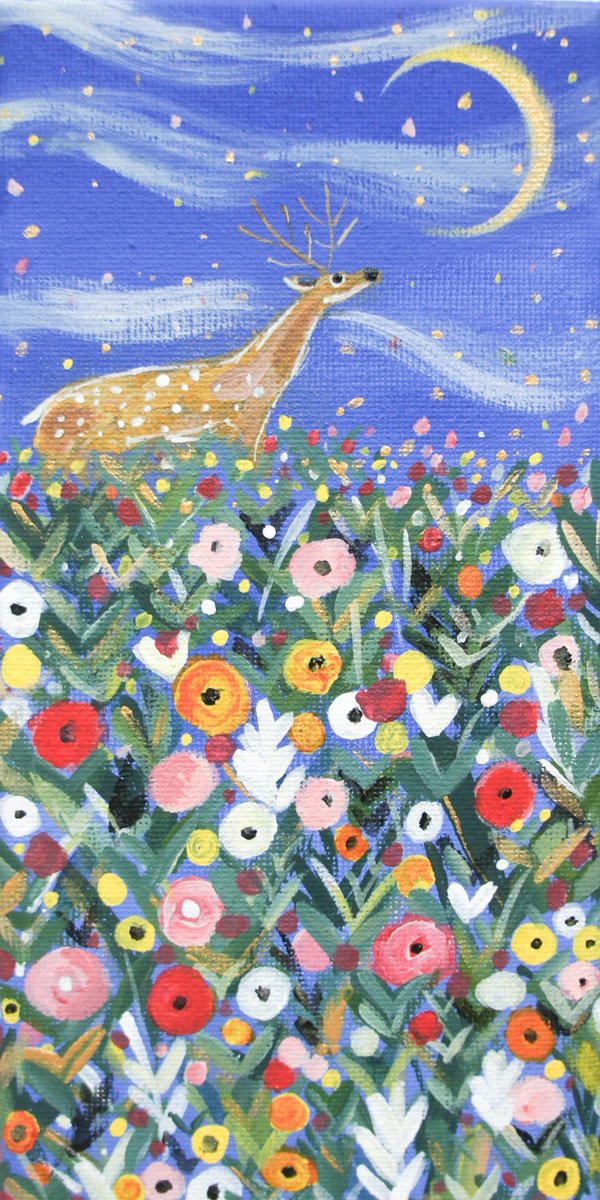 Wildflower Meadow Crescent Moon by Victoria Lucy Williams