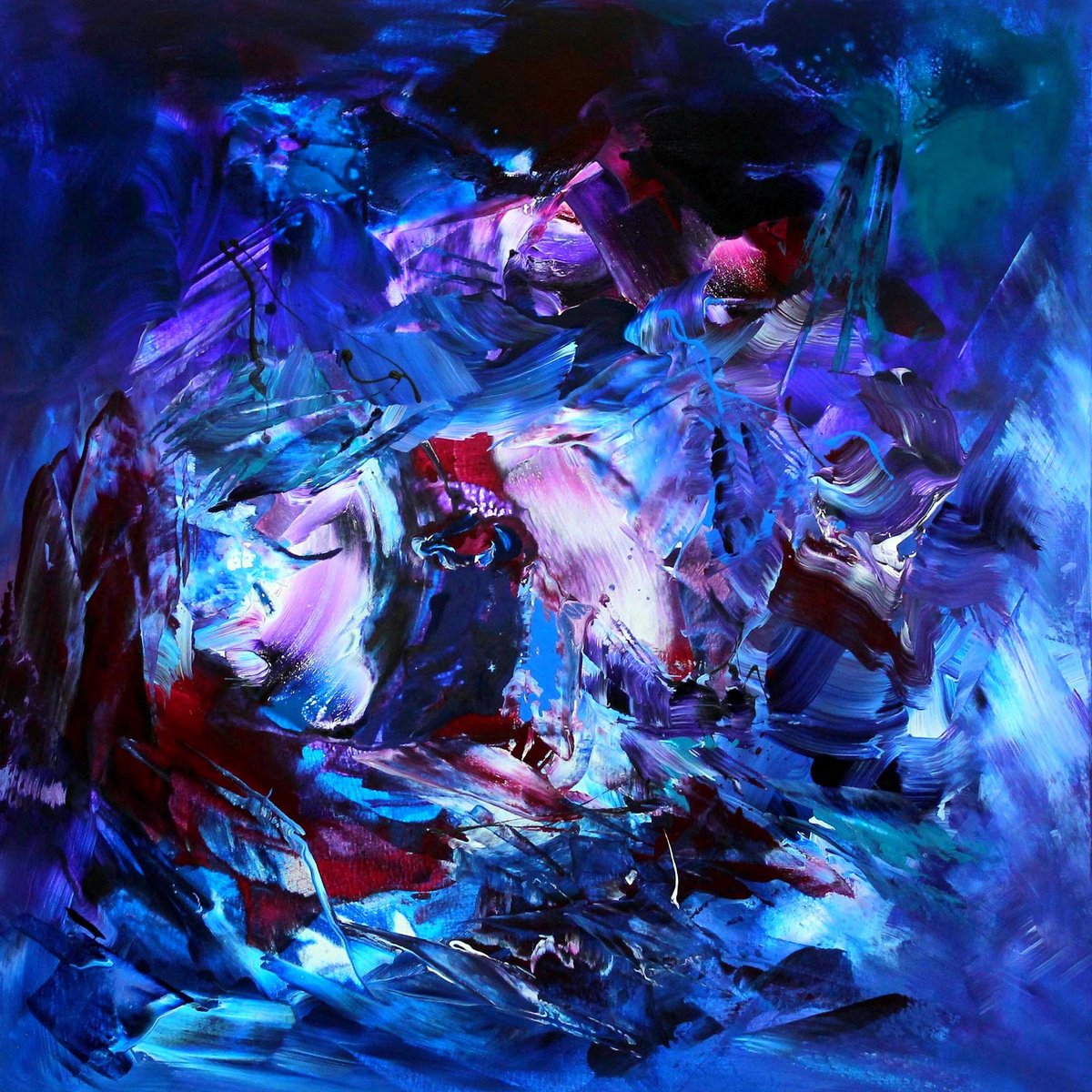 Expressive Abstract Acrylic Painting By Paresh Nrshinga Frsa, 39 X 39", Catch A Star, Original Artwork