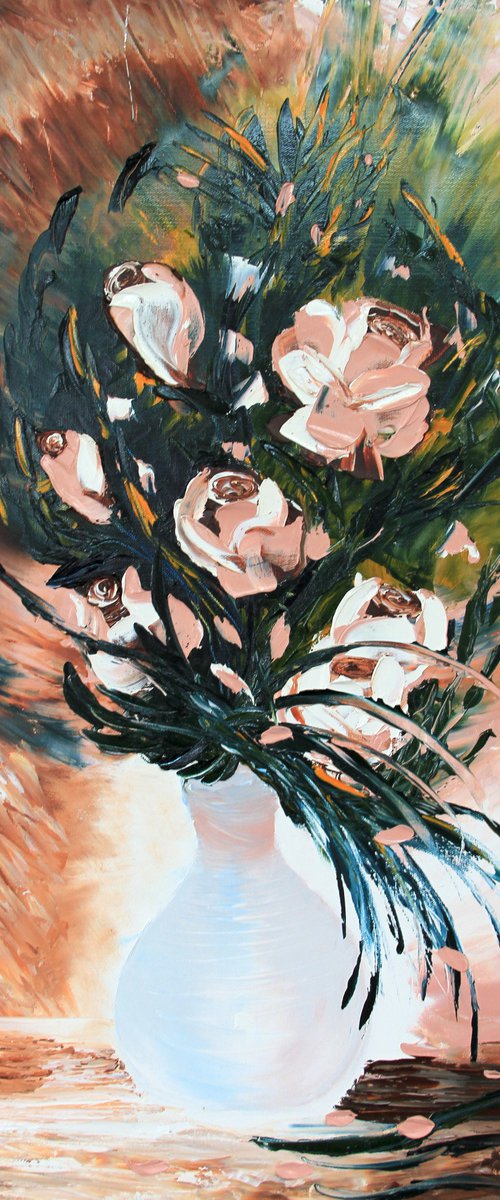 Rose on canvas Painting new zealand art by Olya Shevel