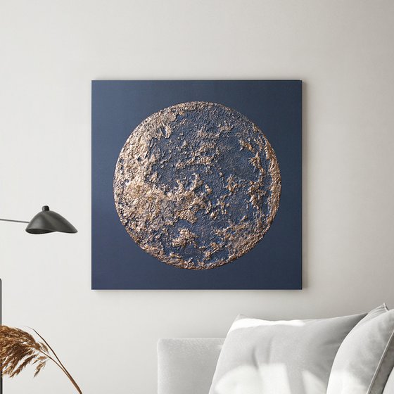 "Moon" Gold moon abstract art