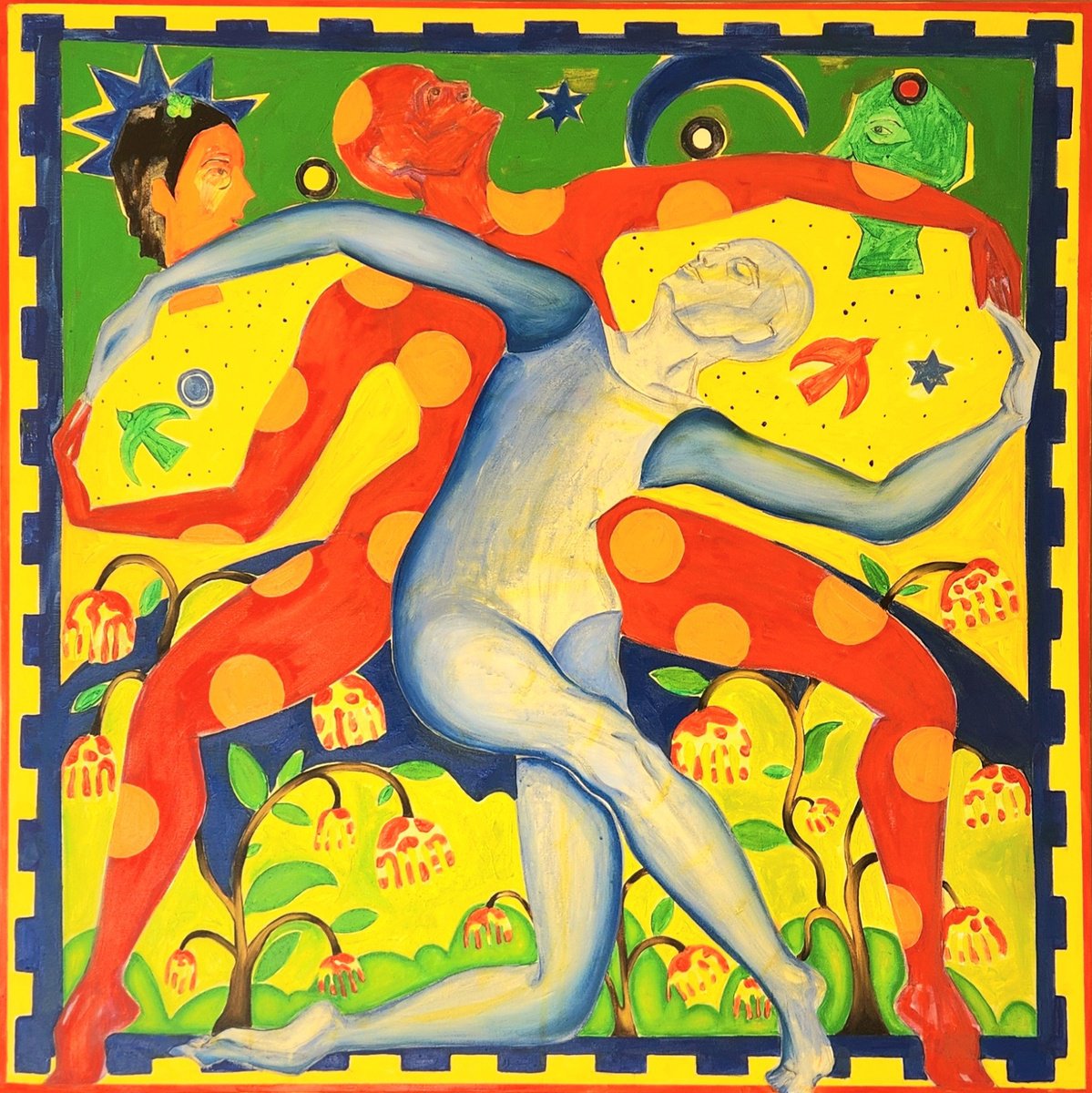 Expressive Portrait Oil Painting By Anahita Amouzegar, 41 X 41, Earthbound, Original Artwork