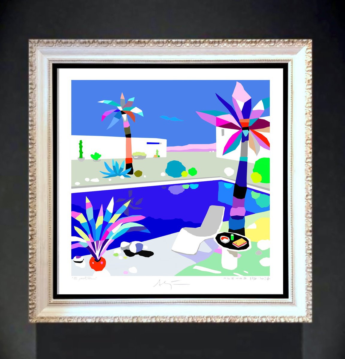 Landscape Giclee Print By Alejos, 17 X 17, Family Man, Original Artwork