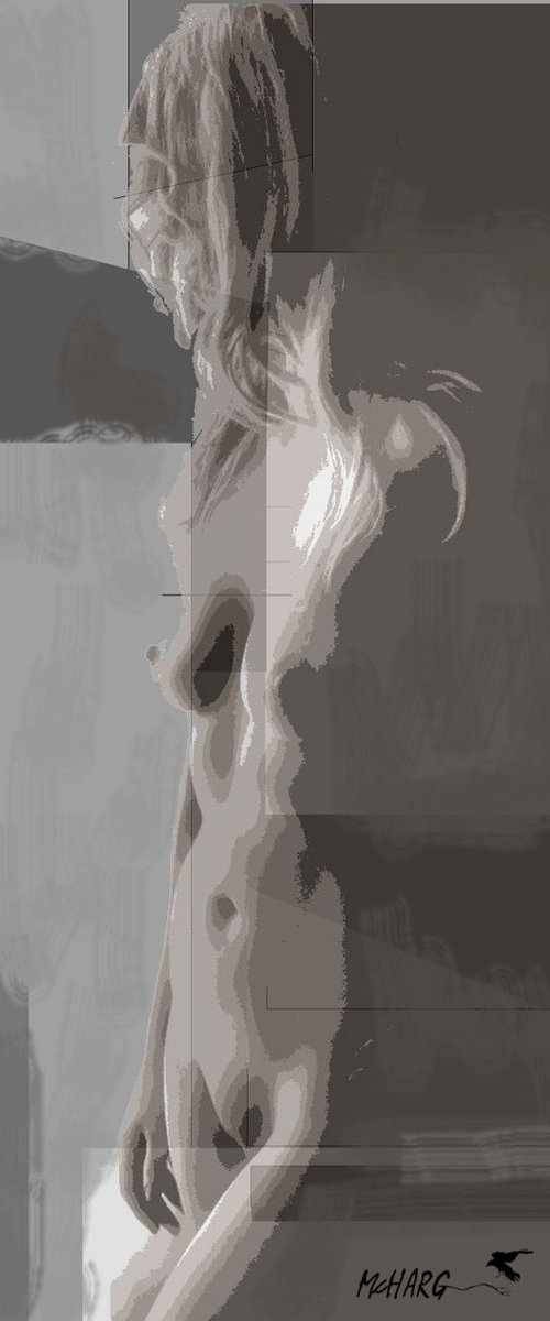 NUDE IN BLACK AND GREY  33"X51" by Joe McHarg