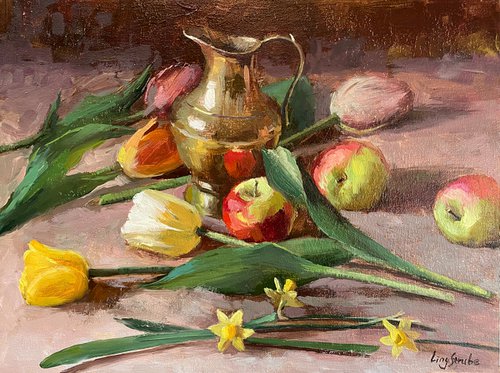 A Copper Vase with Still Life by Ling Strube