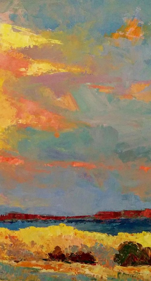 A blessing to thank for, seascape oil painting by Padmaja Madhu