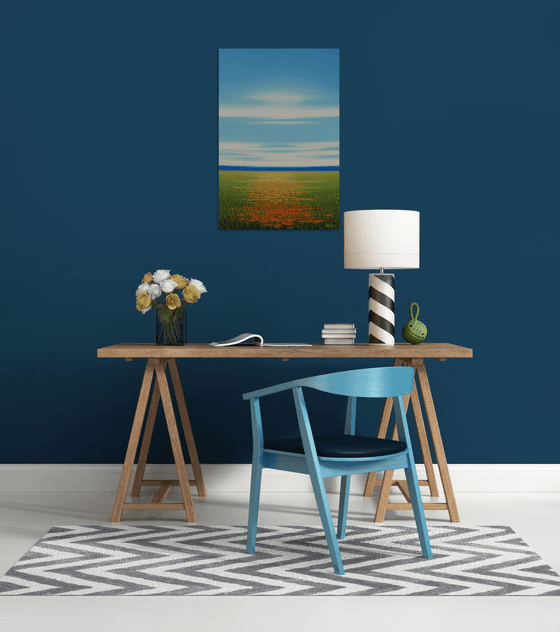 Spring Flower Field - Blue Sky