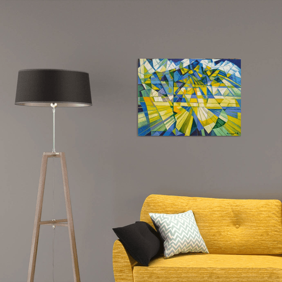 Cubism - Mountains - 3 (60x80cm, cubism, oil painting, ready to hang)