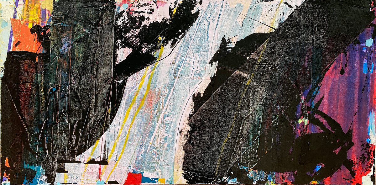 Abstract Landscape Acrylic Painting By Jason Forcier, 48 X 24, Done Did It, Original Artwork