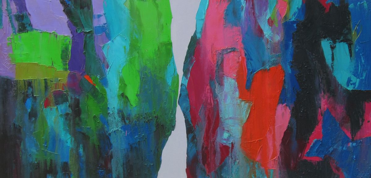 Organic Landscape Oil Painting By Abhishek Kumar, 52 X 26, Cliffs Of Hope 03, Original Artwork