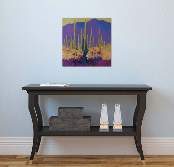 Desert Evening, Saguaros