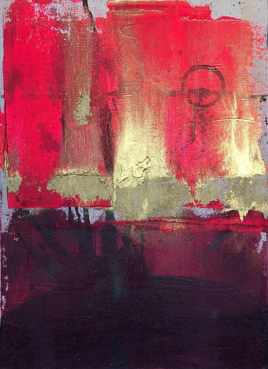 Impressionistic Abstract Acrylic Painting By Olga Melezhik, 20 X 28", Golden Sails, Original Artwork