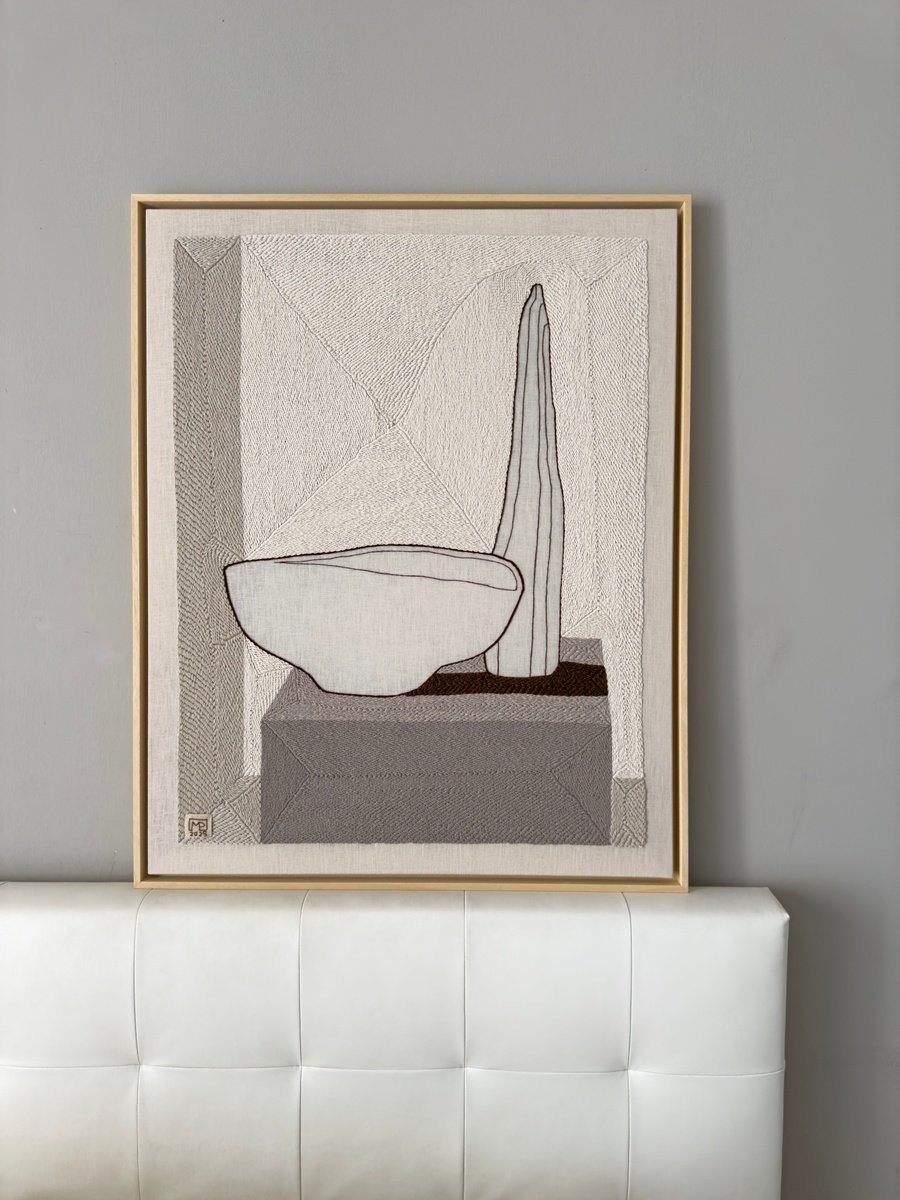 Geometric Still Life Relief By Milena Paladino, 30 X 38", Vase Composition Xi