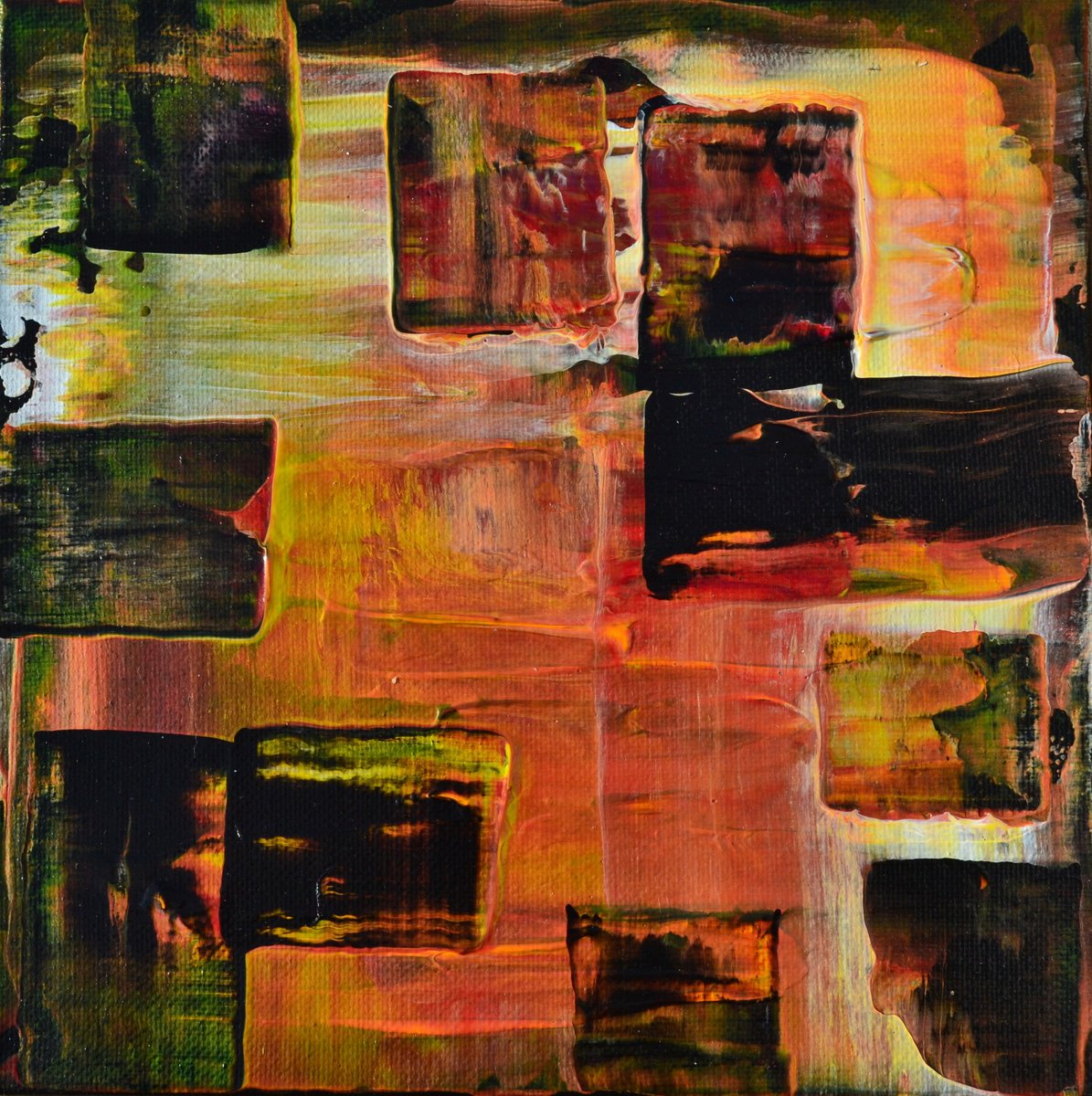 Abstract Acrylic Painting By Isabelle Vobmann, 8 X 8, Puzzle 2, Original Artwork