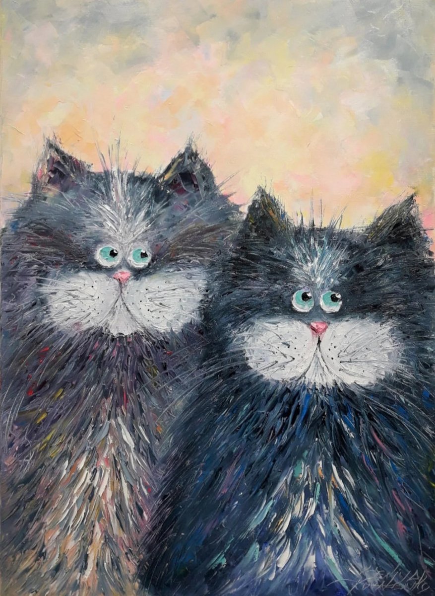 Cat Painting Dear Cat, art cat impasto, love cat,oil painting cat, Cat art original, artwo... by Kseniya Kovalenko