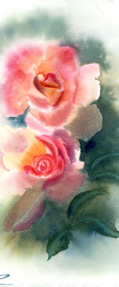 Two roses by Olga Tchefranov (Shefranov)