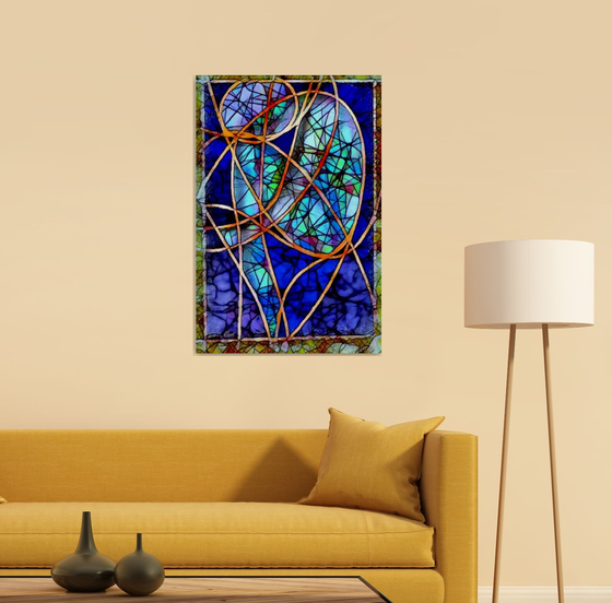 Window with abstract figure