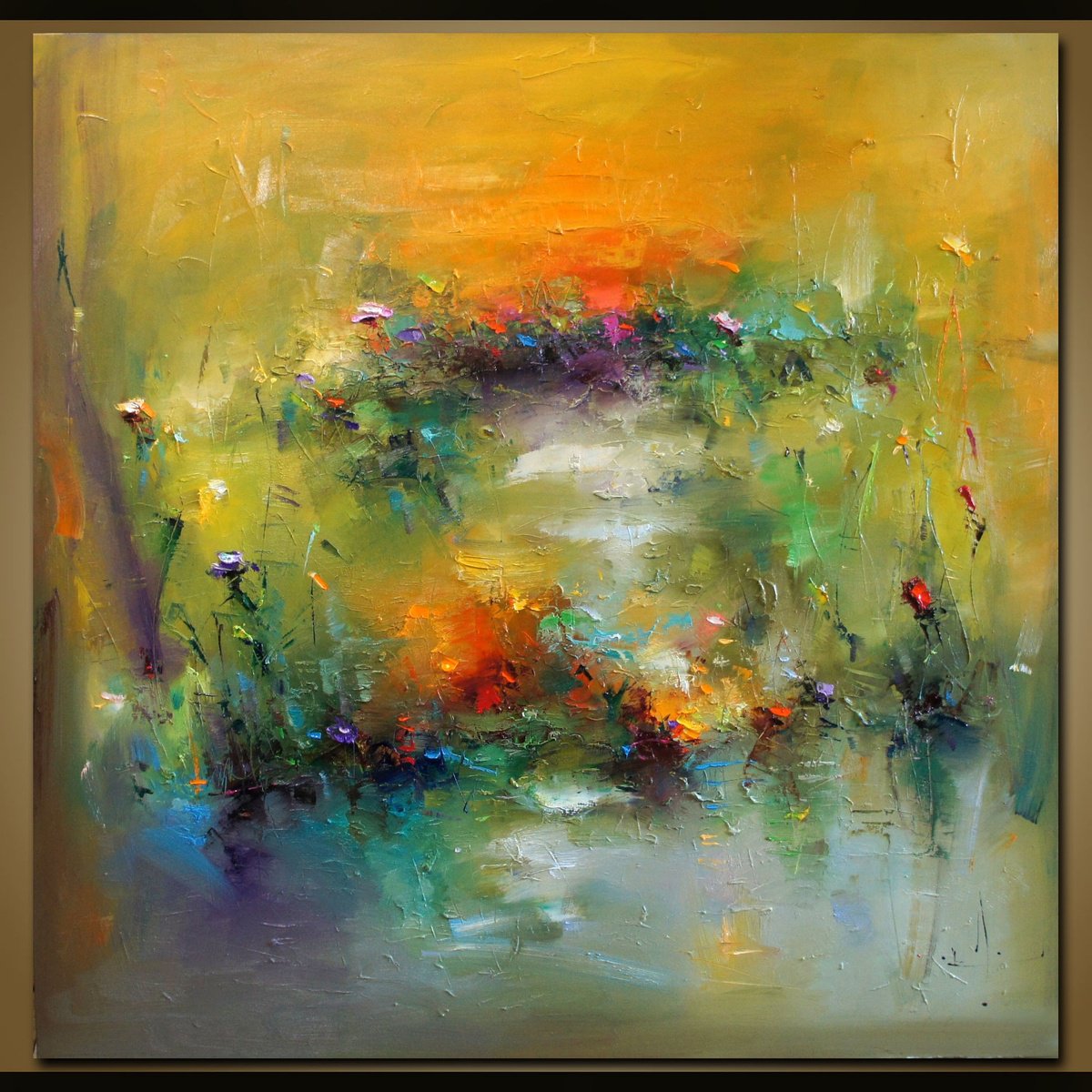 Expressive Oil Painting , Line Of Sun By Stanislav Lazarov, 55 X 55, Artwork For Sale On Artfinder