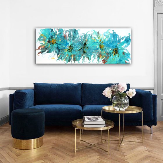 Turquoise Spring - Large Painting 70" x 26"