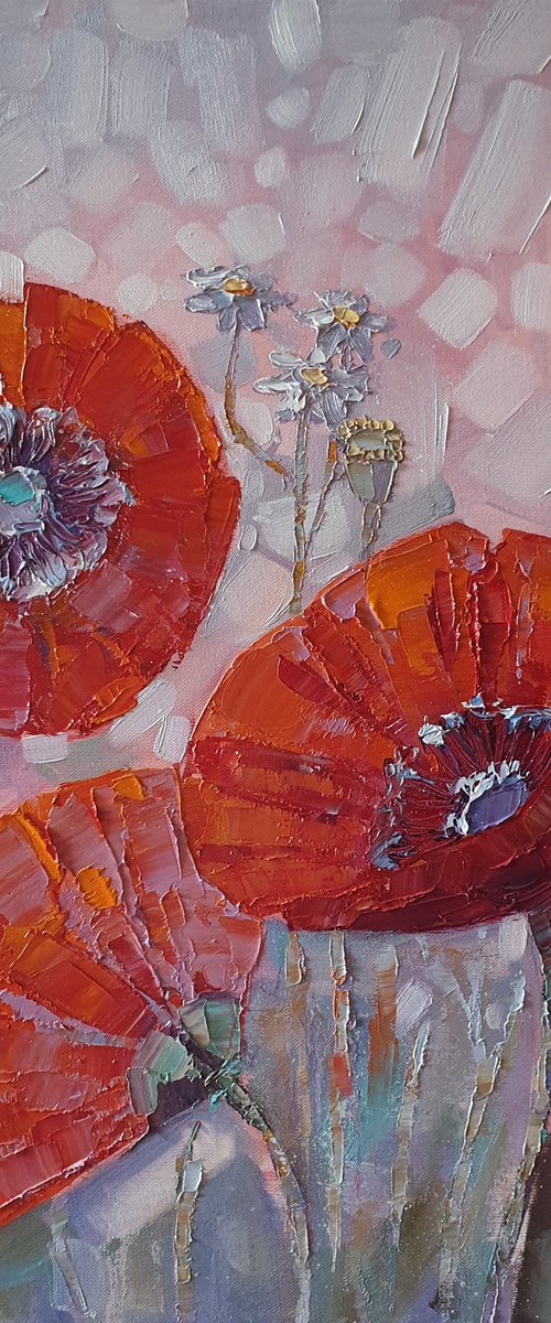 Poppies and daisies by Mary Voloshyna