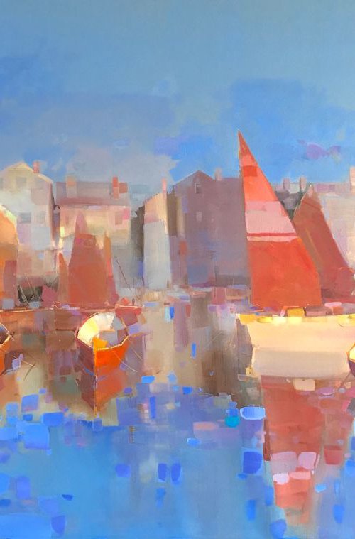 Sail Boats, Original oil painting, Handmade artwork, One of a kind by Vahe Yeremyan