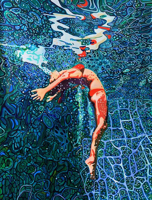 Underwater Green / 119 x 90 x 0.1 cm by Alexandra Djokic