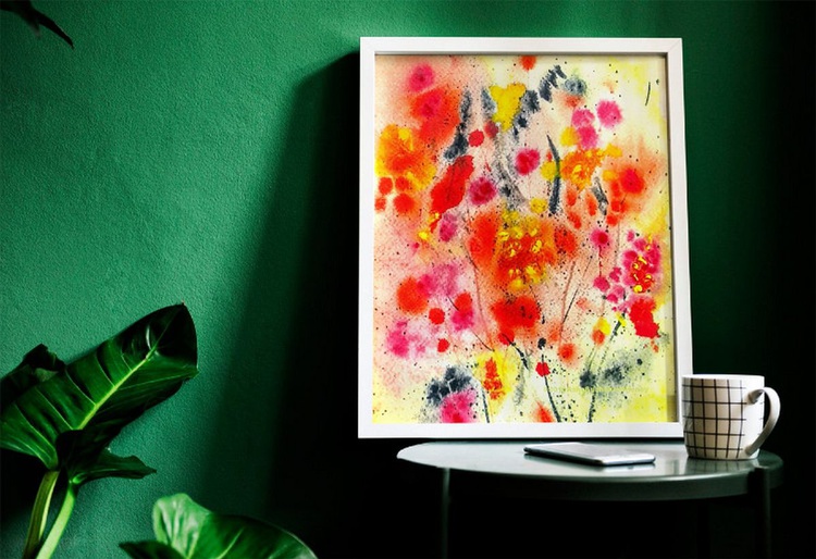 Red Poppy Abstract Floral Painting Acrylic Inks Artfinder