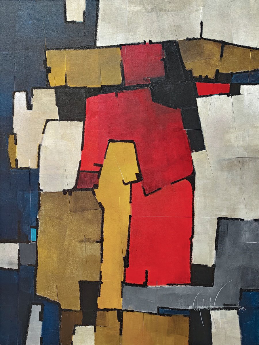 Abstract Painting By Amrish Malvankar, 36 X 48, Syntax 07 - Memory Grid, Original Artwork