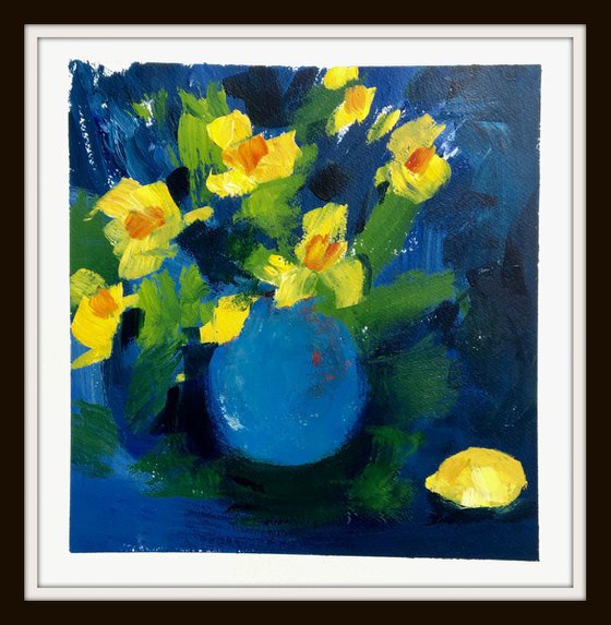 Still Life with Daffodils and Lemon