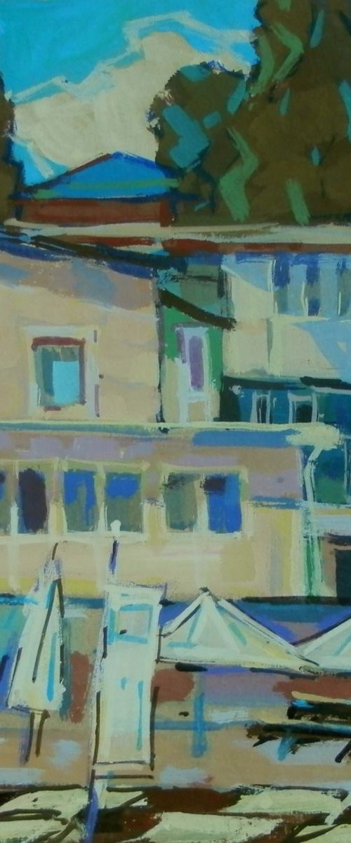 hot day, original painting 19.5x30 cm by Sergey  Kachin