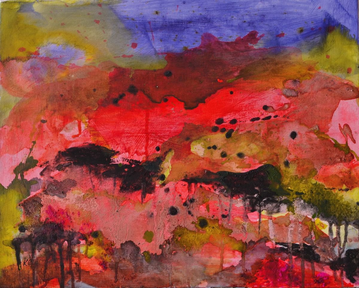 Maremma - vibrant abstract mixed media painting by Karin Goeppert
