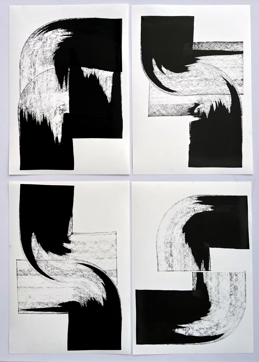 Expressive Abstract Ink Drawing By Randi Antonsen, 24 X 33", Impact, Original Artwork