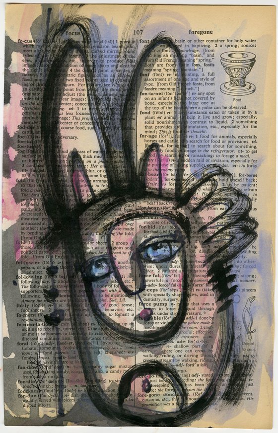 Funky Face 2020-31 - Mixed Media Painting by Kathy Morton Stanion