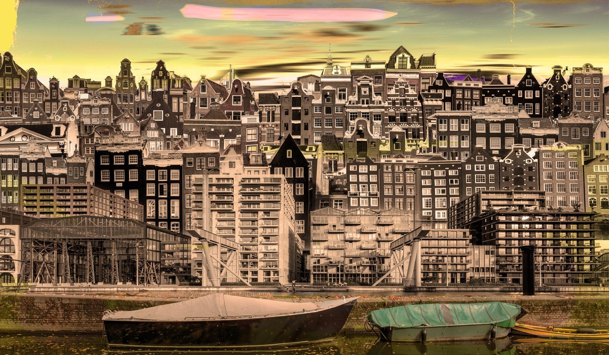 Impressionistic Cityscapes Photograph By Geert Lemmers Fpa, 44 X 25, Amsterdam View 1754, Original Artwork