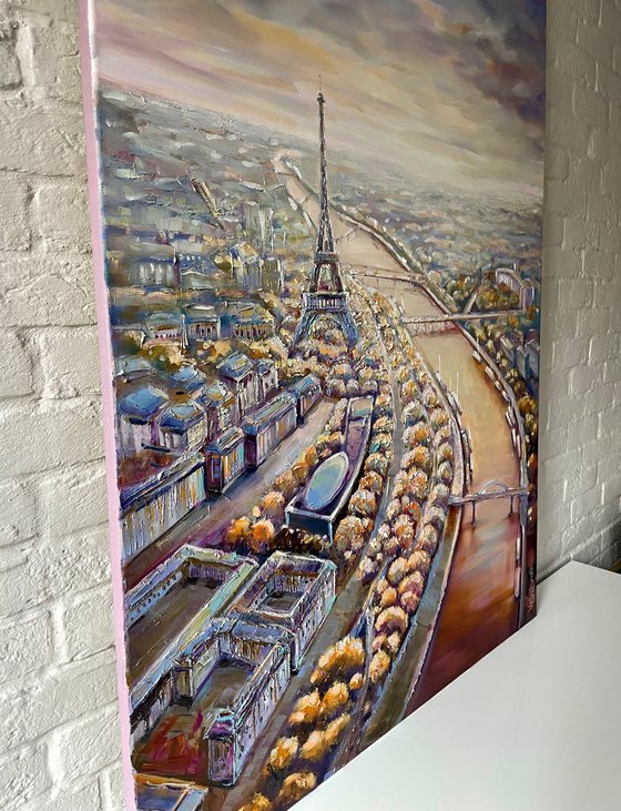 View of beautiful Paris. Original oil painting
