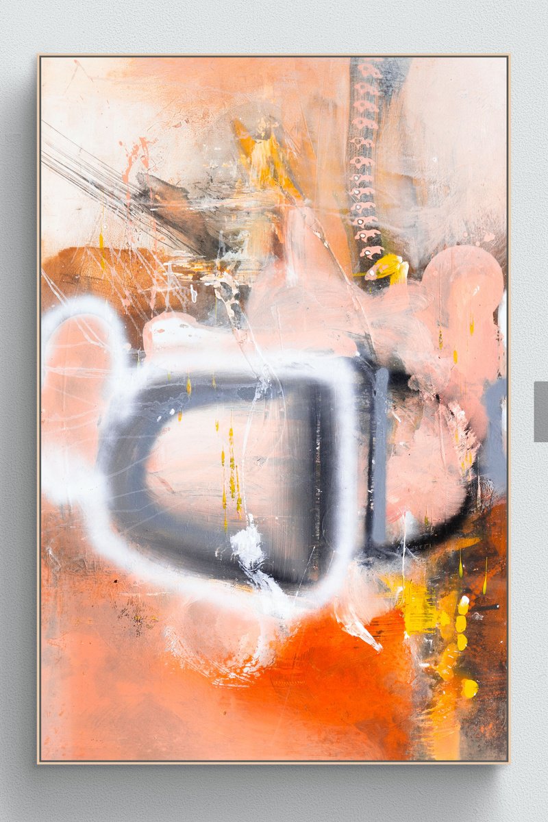 Organic Abstract Acrylic Painting By Adriano Ribeiro, 31 X 47, Fermi Dockyard, Original Artwork