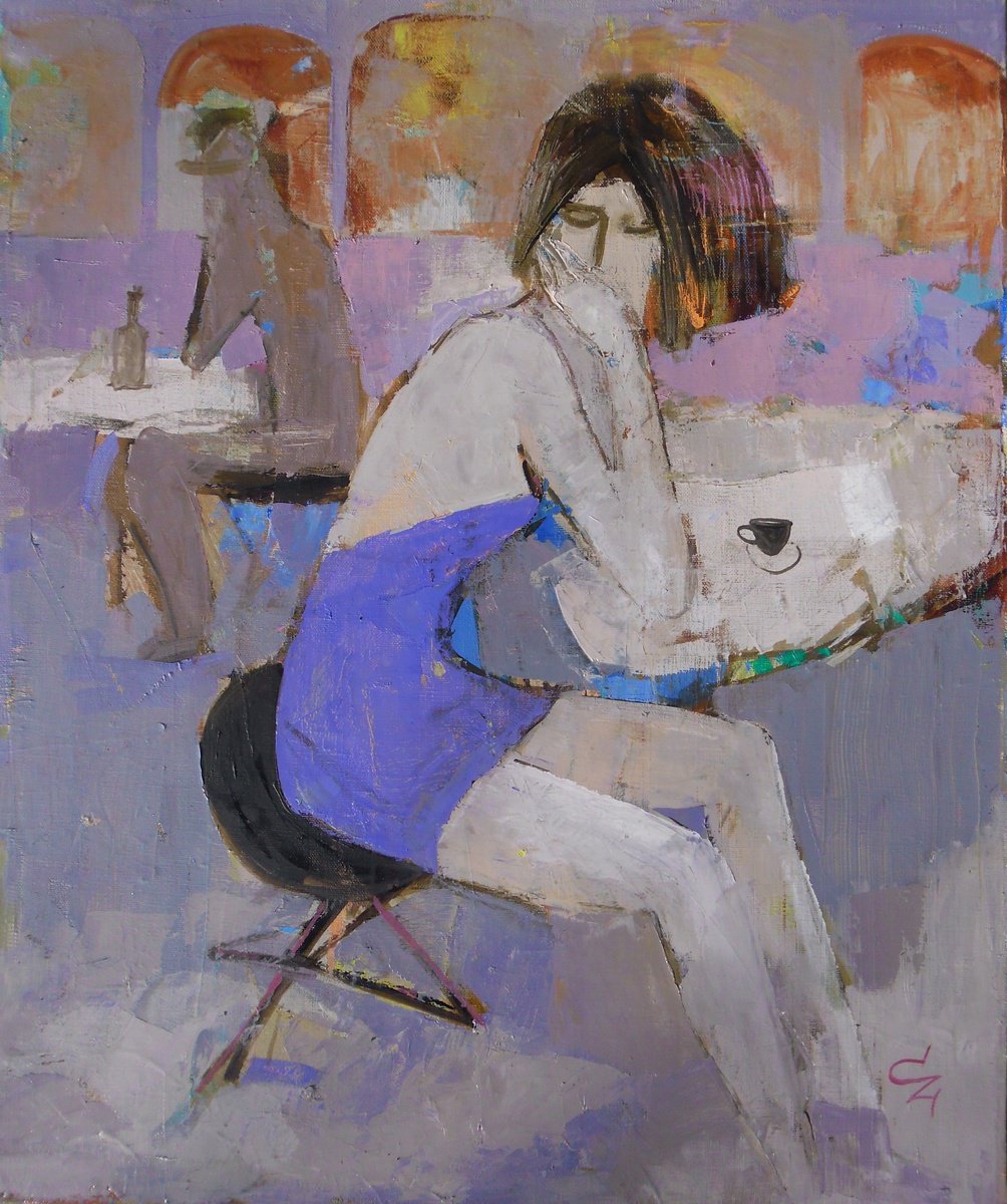 Impressionistic Portrait Oil Painting By Victoria Cozmolici, 20 X 24", Absinthe, Original Artwork