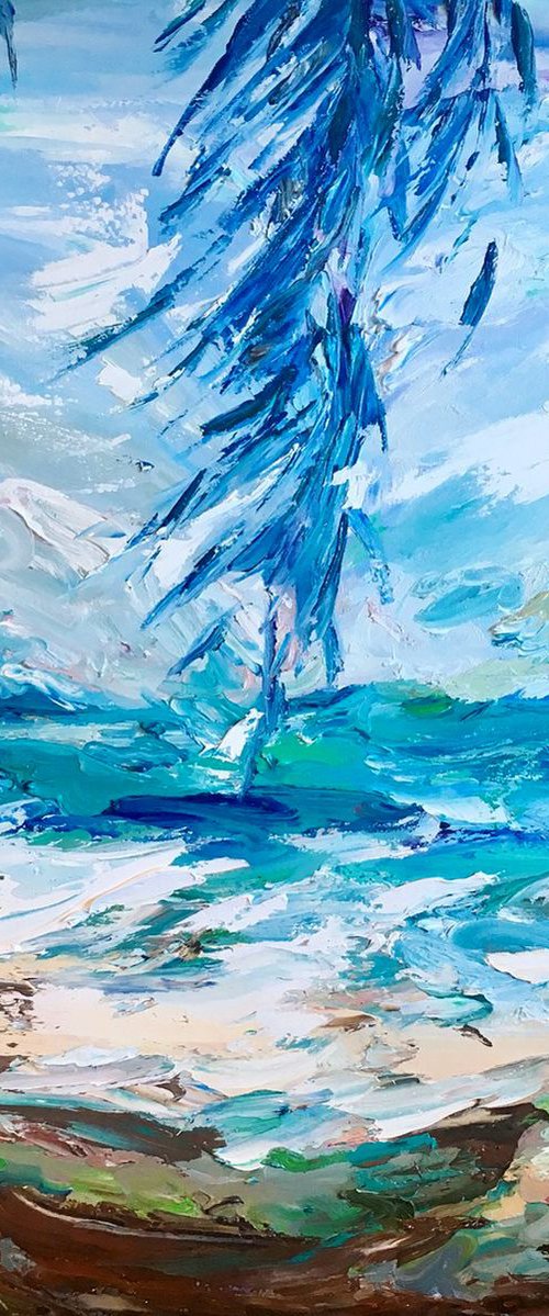 'Windy day under the palms" - 36x36" by Tatiana Georgieva