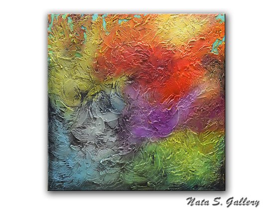 Large Abstract Heavy Textured Painting, Modern Mixed Media Art