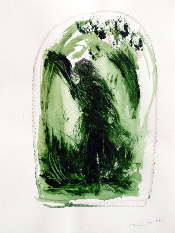 Green Mood 9, acrylic on paper 24x32 cm