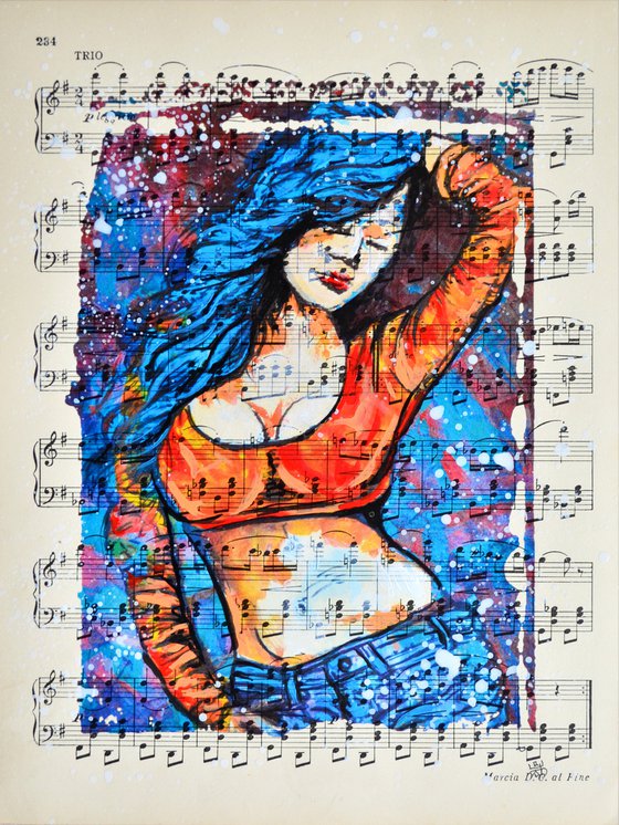 Eat Me - Collage Art on Vintage Music Sheet Page