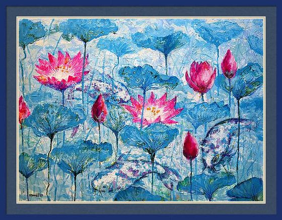 Water Lilies and Koi Fish