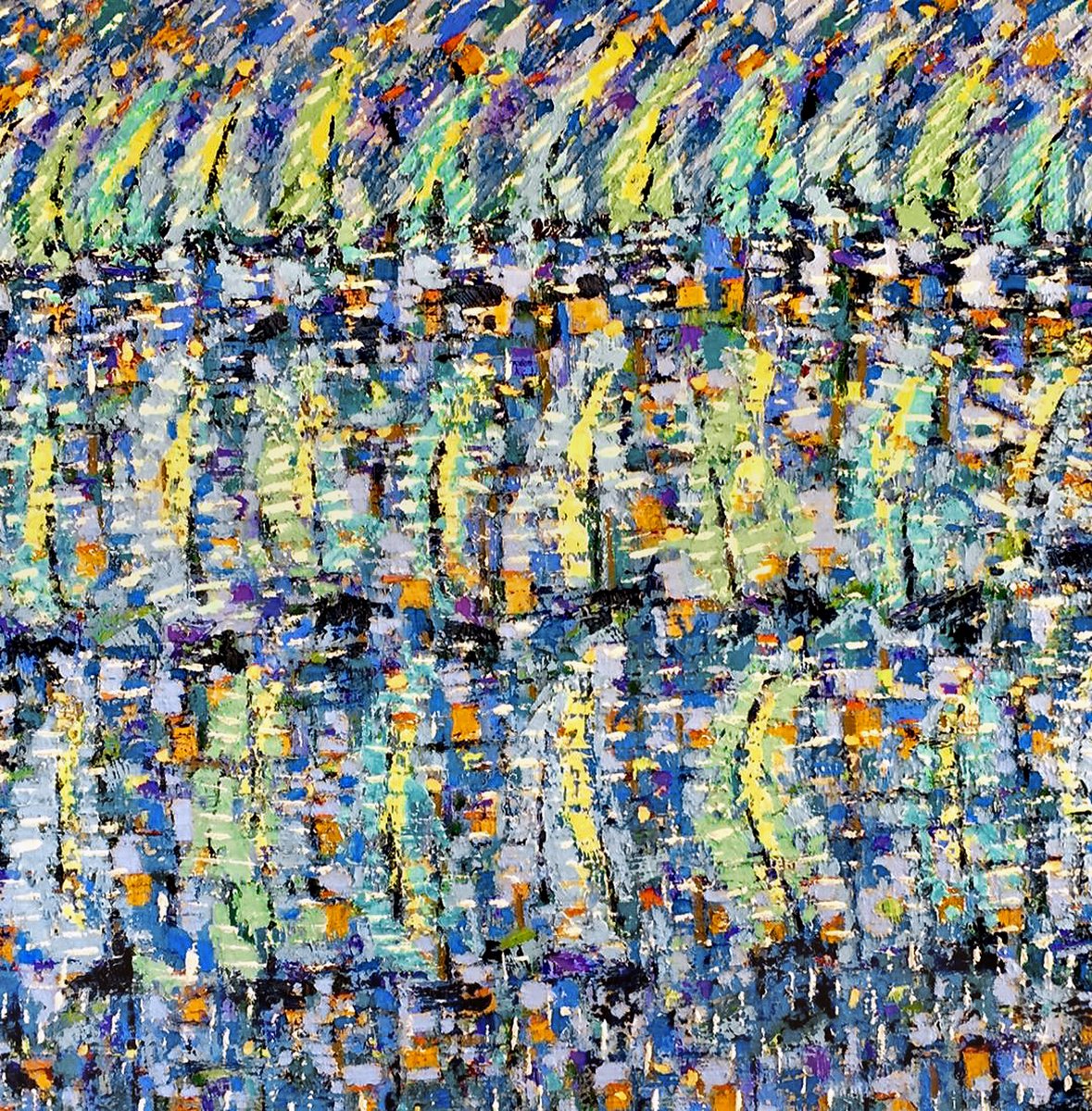 Expressive Landscape Oil Painting By Ann Parks Mccray, 30 X 30, Community Sail, Original Artwork