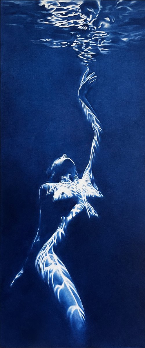 Call of the Siren - Blue Underwater Nude by Julia Shilo