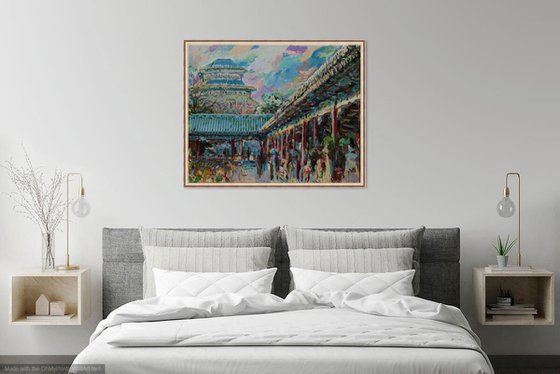 BEIJING - Oil Painting - Cityscape  - Forbidden City - China Landscape -  Architecture -Medium Size