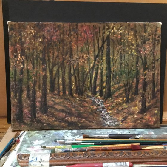 Autumn Woods Interior - 10X14 oil