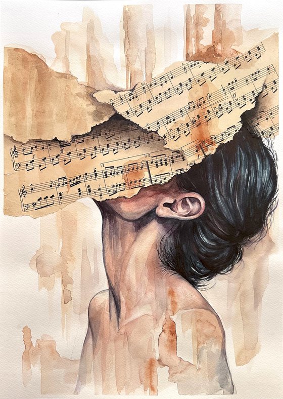 Immersion - Watercolor Sheet Music Collage