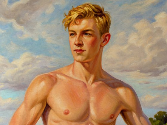 SUMMER REVERIE (NUDE MAN ON THE BEACH)