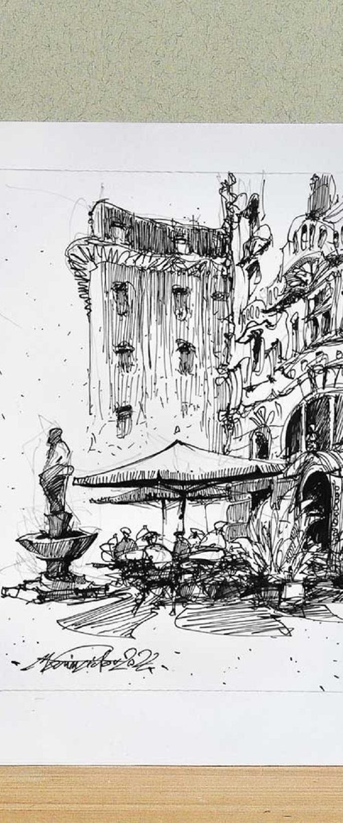 Wien, original ink drawing. by Marin Victor