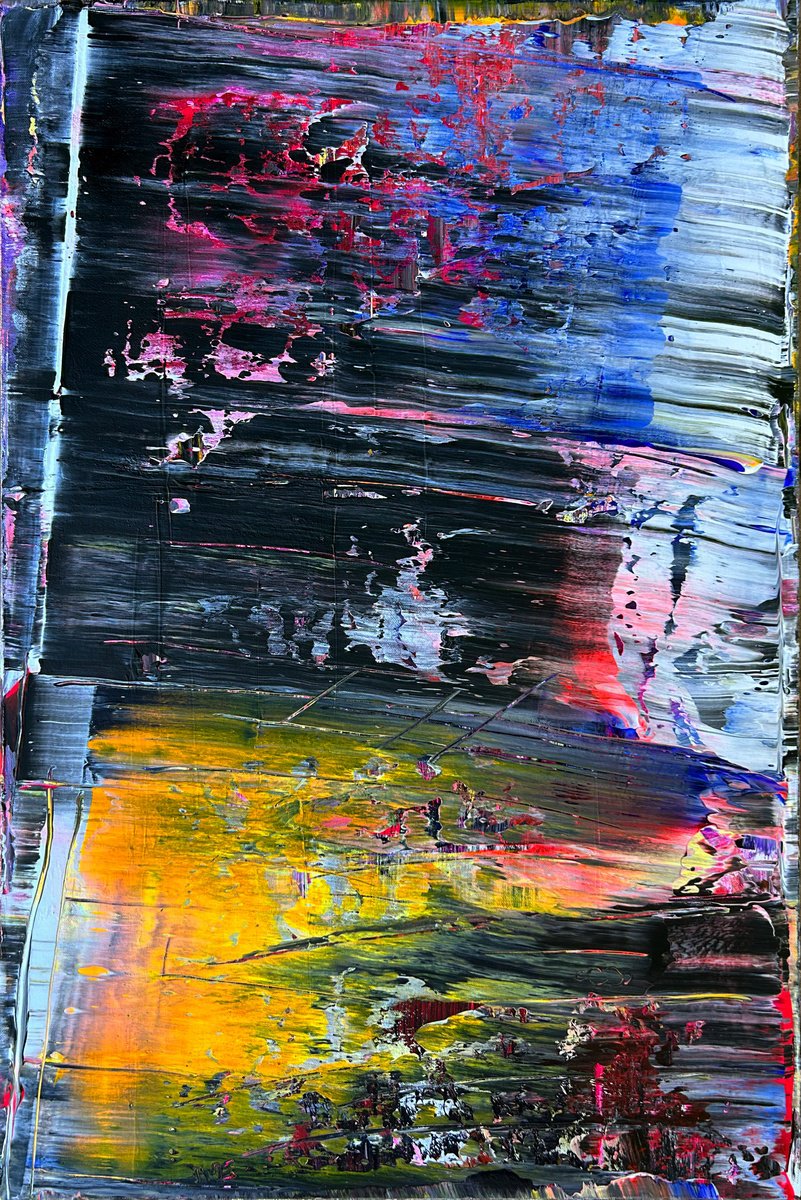 Abstract Acrylic Painting By Preston M. Smith (Pms), 24 X 36", "Dark Matter", Original Artwork