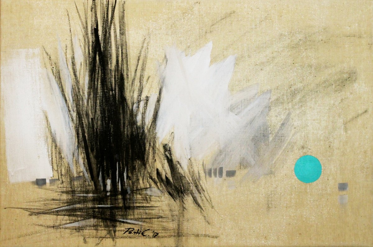 Turquoise Moon Ii. By Emma Pesti, 18 X 12, Artwork For Sale On Artfinder